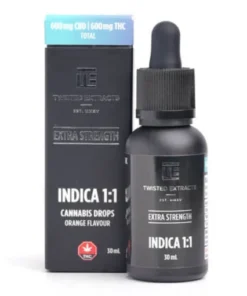 1:1 tincture drops orange | Indica | 600 mg CBD & 600 mg THC | Twisted Extracts